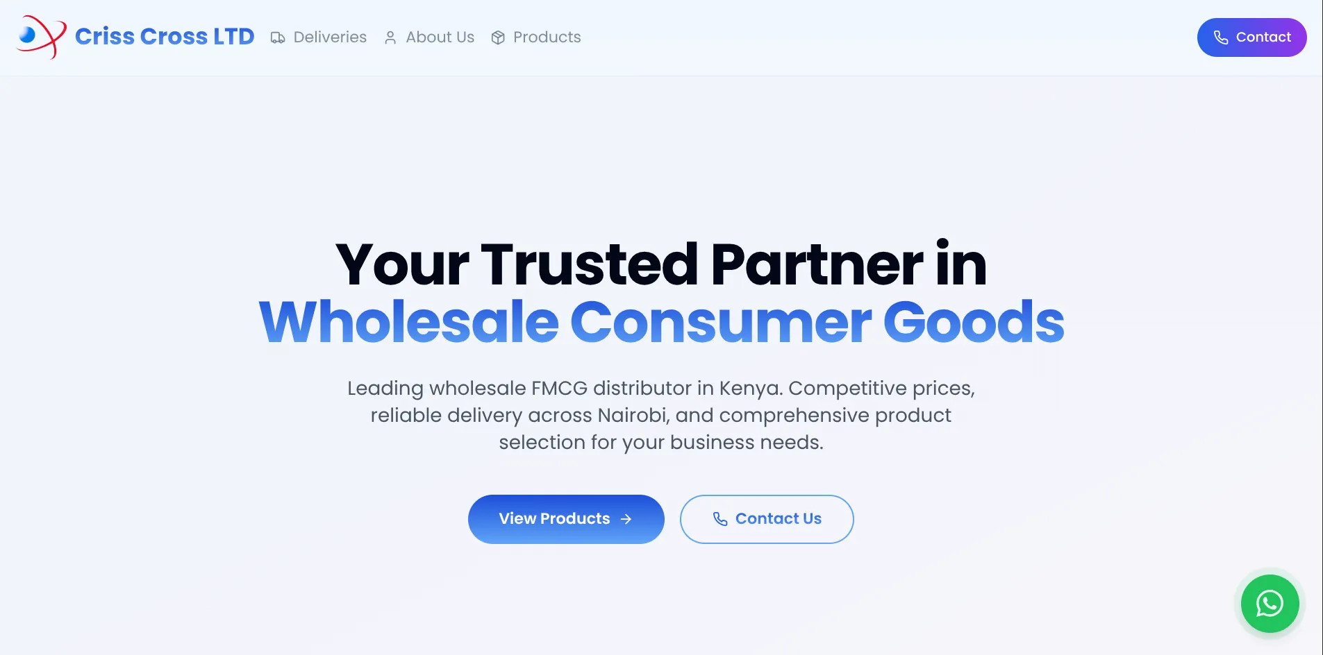 Criss Cross FMCG brand website, TekZuri case study in consumer goods digital presence and distributor enablement