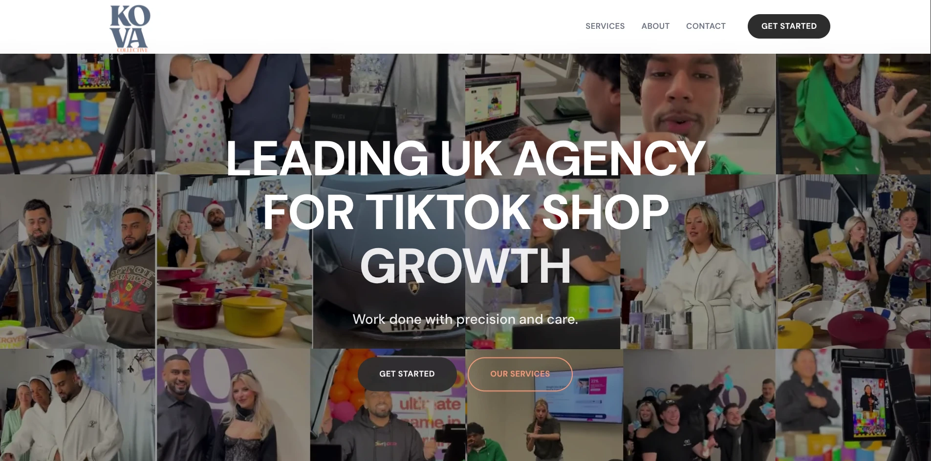 Kova Collective social commerce agency brand website, TekZuri case study in brand identity and web design